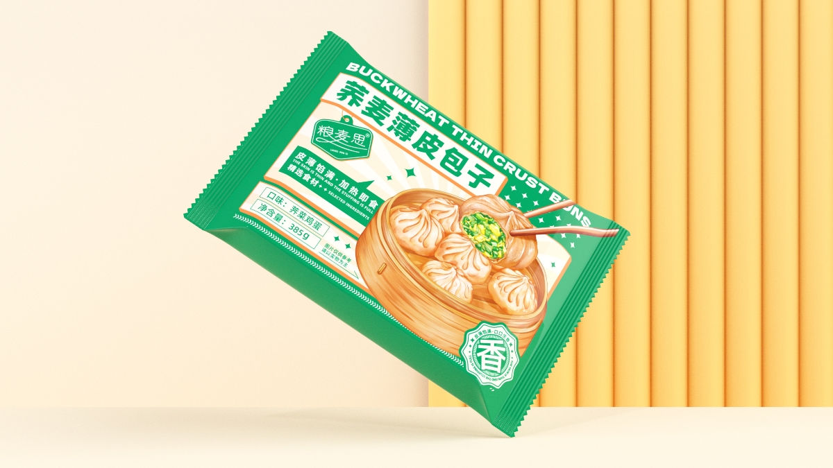 包裝設(shè)計(jì)【糧麥思】蕎麥薄皮包子包裝 食品包裝設(shè)計(jì)