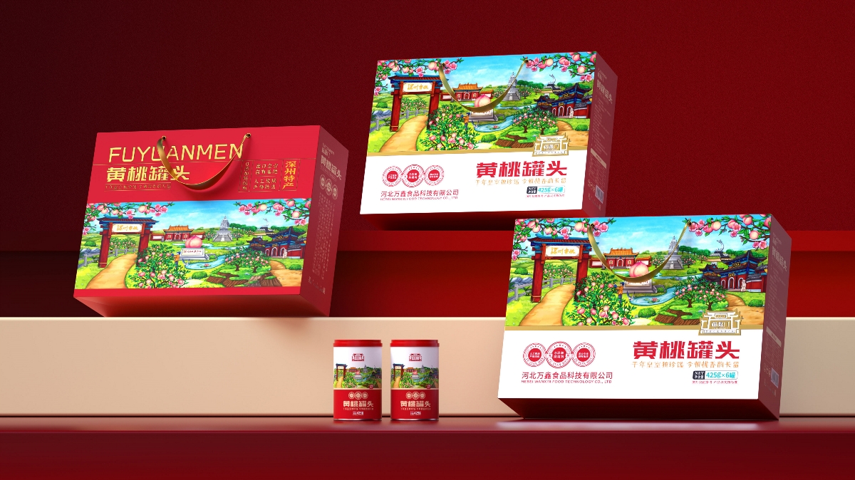 万鑫食品 福源门—桃罐头 | 地域代表产品包装设计