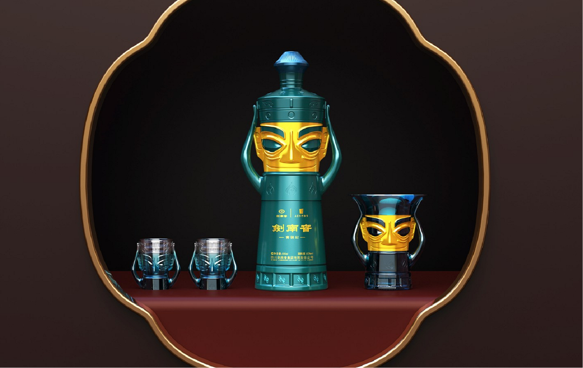 韻博設計：三星堆酒瓶禮盒設計