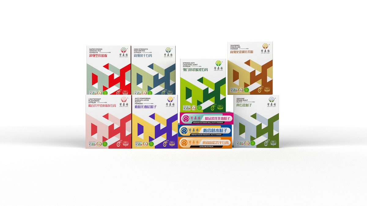 建材包裝膩子粉石膏瓷磚膠包裝設計-悟杰品牌視覺設計