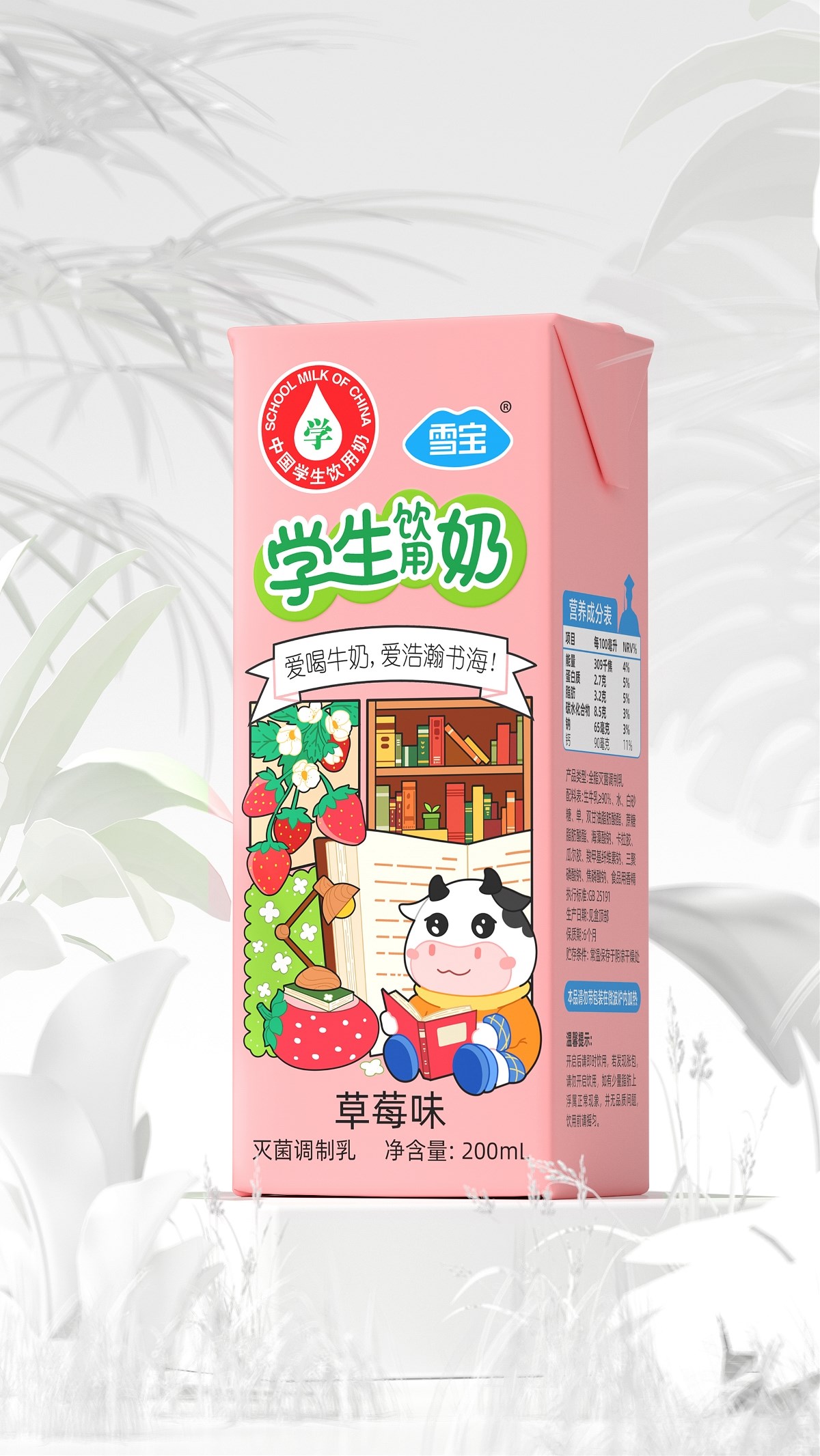 學生牛奶 丨火麒麟 雪寶牛奶包裝設計