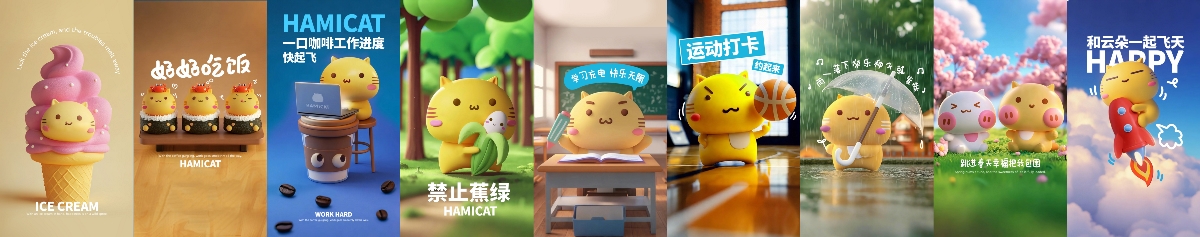 可愛立體哈咪貓手機電腦壁紙