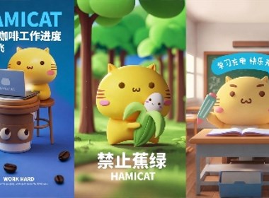 可愛立體哈咪貓手機(jī)電腦壁紙