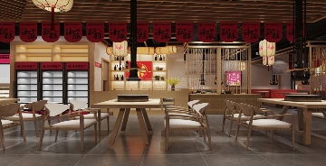 中式餐饮店面装修设计，郑州京创装饰