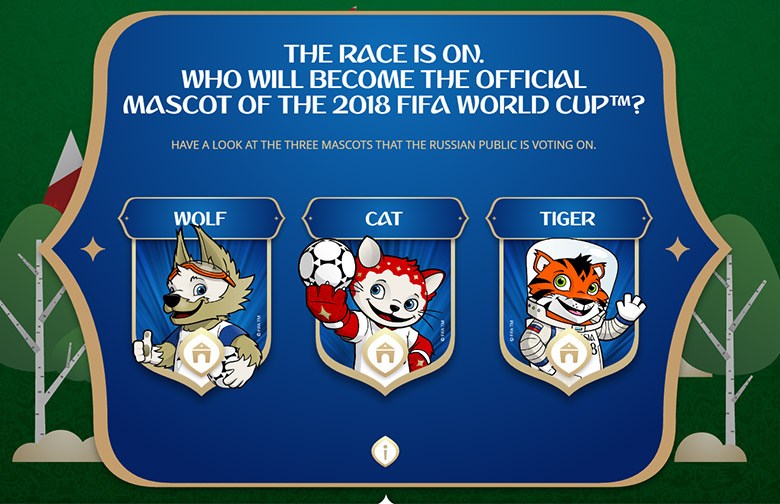 2018年俄罗斯世界杯三个候选吉祥物揭晓并启动投票工作-中国设计网